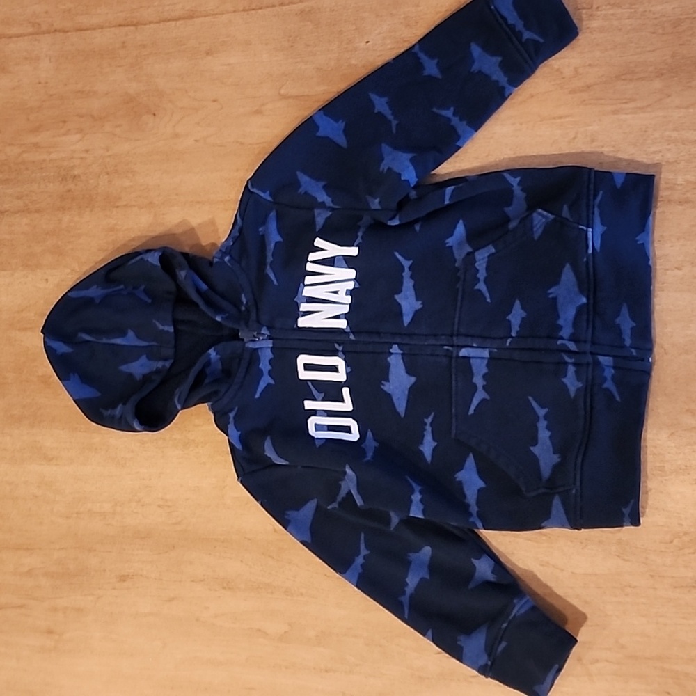 Old Navy Hoodie, Full Zip, Blue Sharks, size 3T